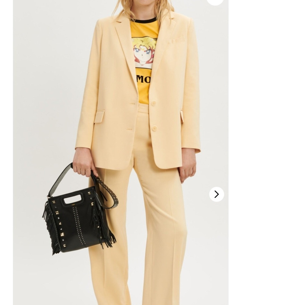Maje Pale Yellow Loose-Fitting Suit Jacket Blazer 36 Small NEW